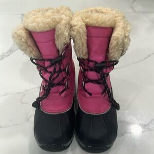 BearPawYouth Fur Baby Lace Up Oink And Black Waterproof Winter Snow‎ Boots. S 1